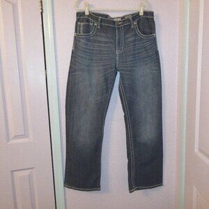 Buckle BKE Jeans Mens 36x31 Tyler Relaxed Straight Stretch Blue Whiskered Denim